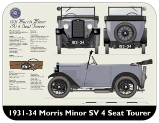 Morris Minor SV 4 Seat Tourer 1931-34 Place Mat, Medium